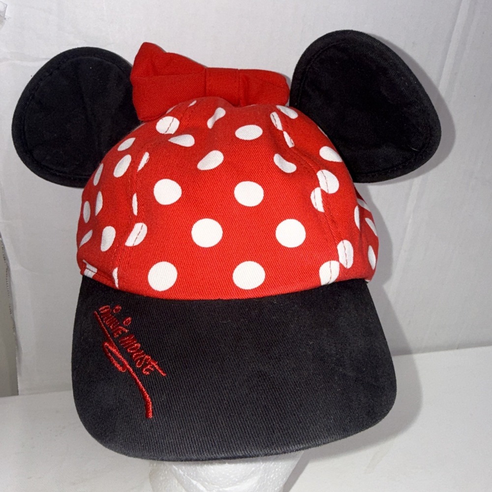 Walt Disney World Parks MINNIE MOUSE Ears Red Polka Dot Toddler Baseball Cap Hat